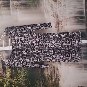 Lily Rose Womens Medium black gray Abstract Boho stretchy dress